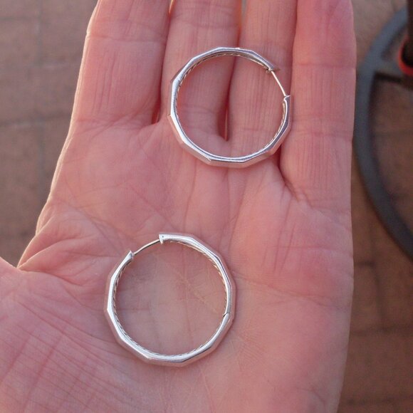 Recently Retired David Yurman Stax Hoop Earrings - 925 Sterling - DY Pouch - Picture 6 of 10